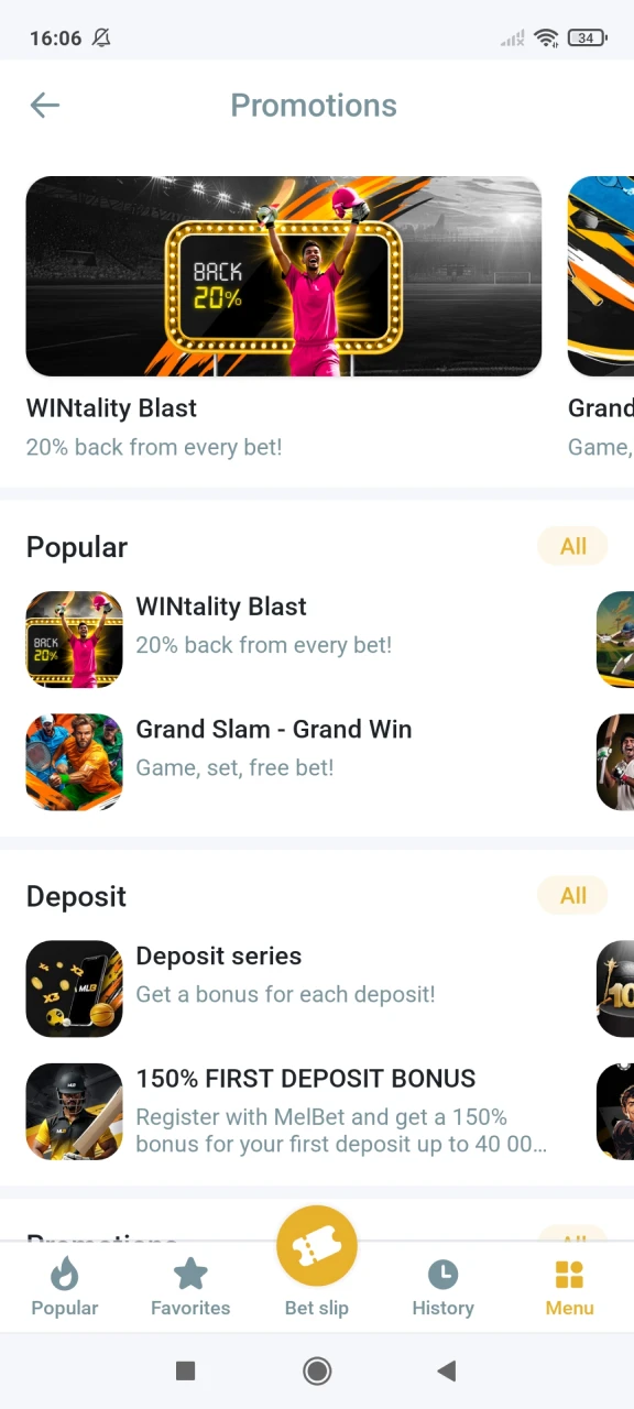 Get bonuses in the Melbet app.