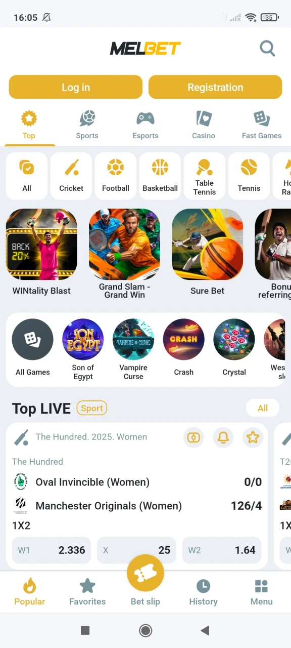Open the Melbet app to play Aviator.