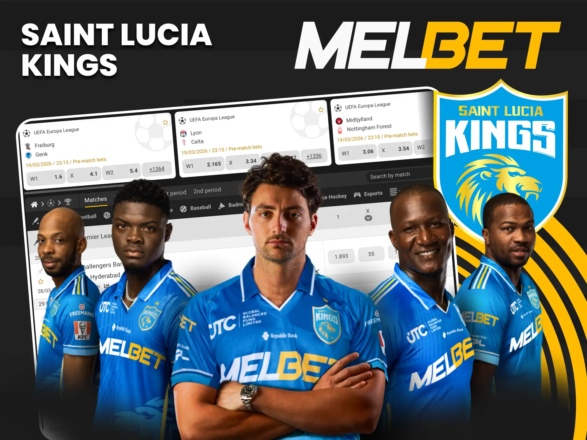 Support the Saint Lucia Kings team with the official Melbet partner.