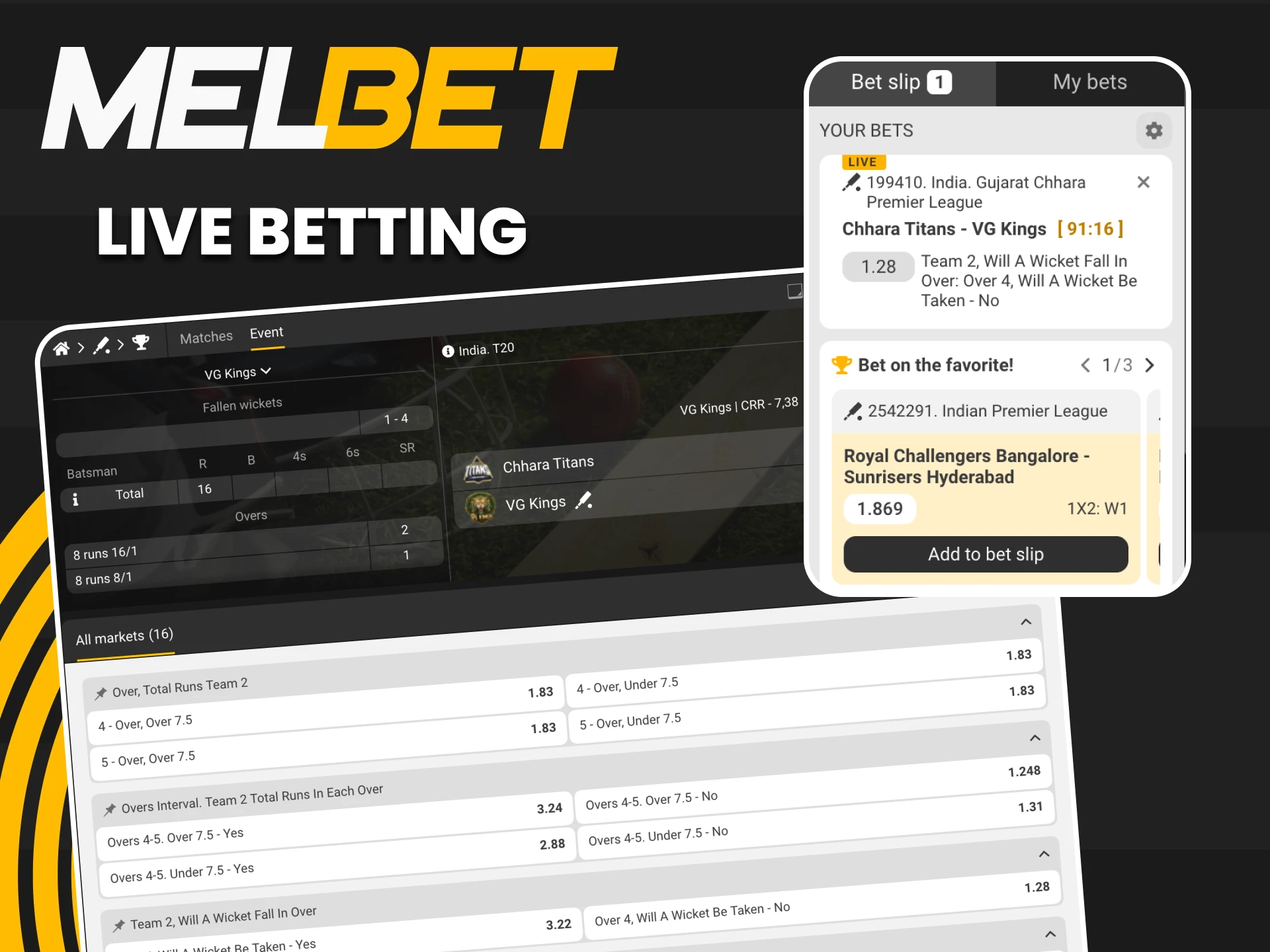 Watch live IPL streaming and place in-play bets at Melbet.