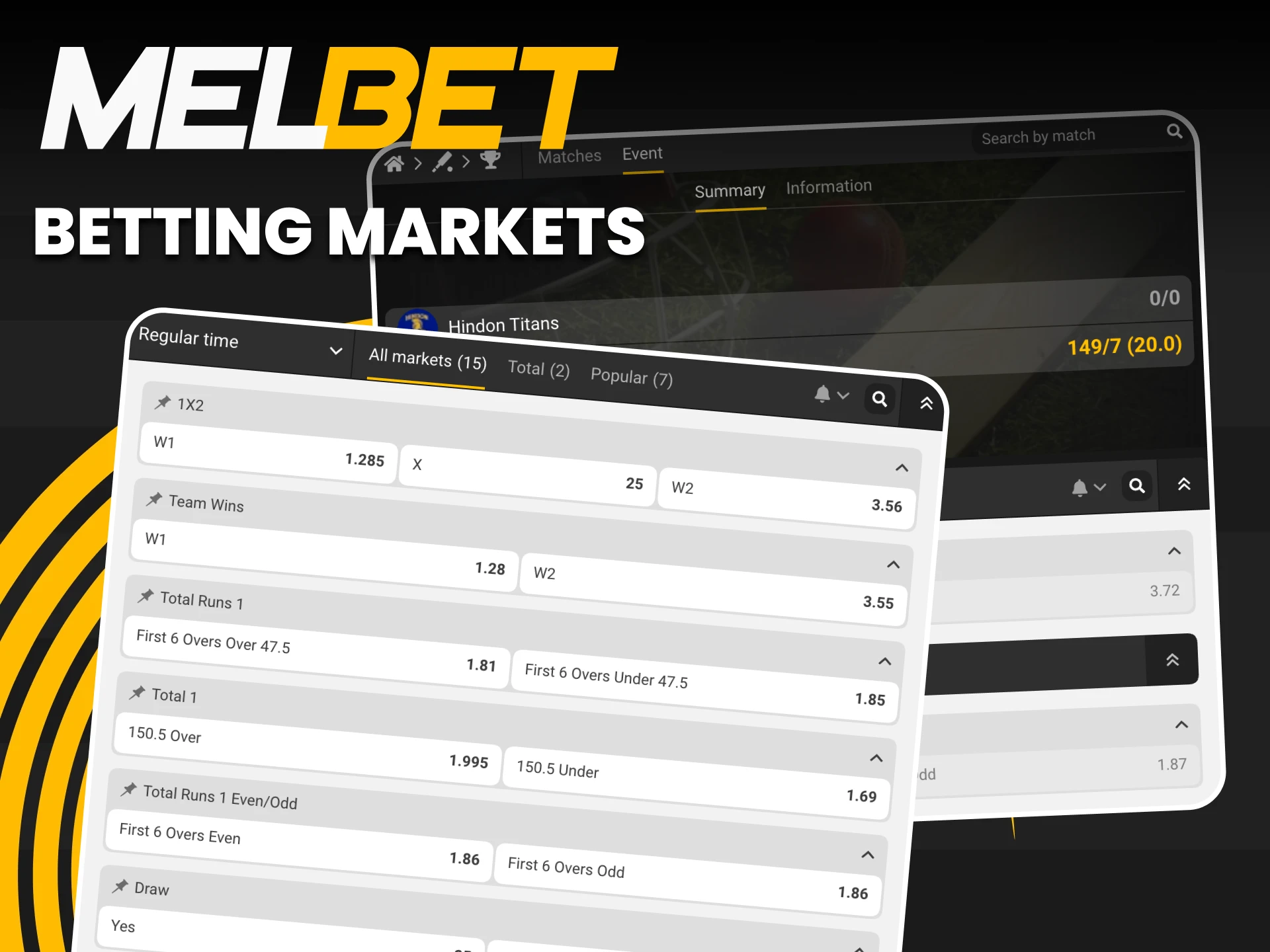 Discover diverse IPL betting markets available on the Melbet platform.
