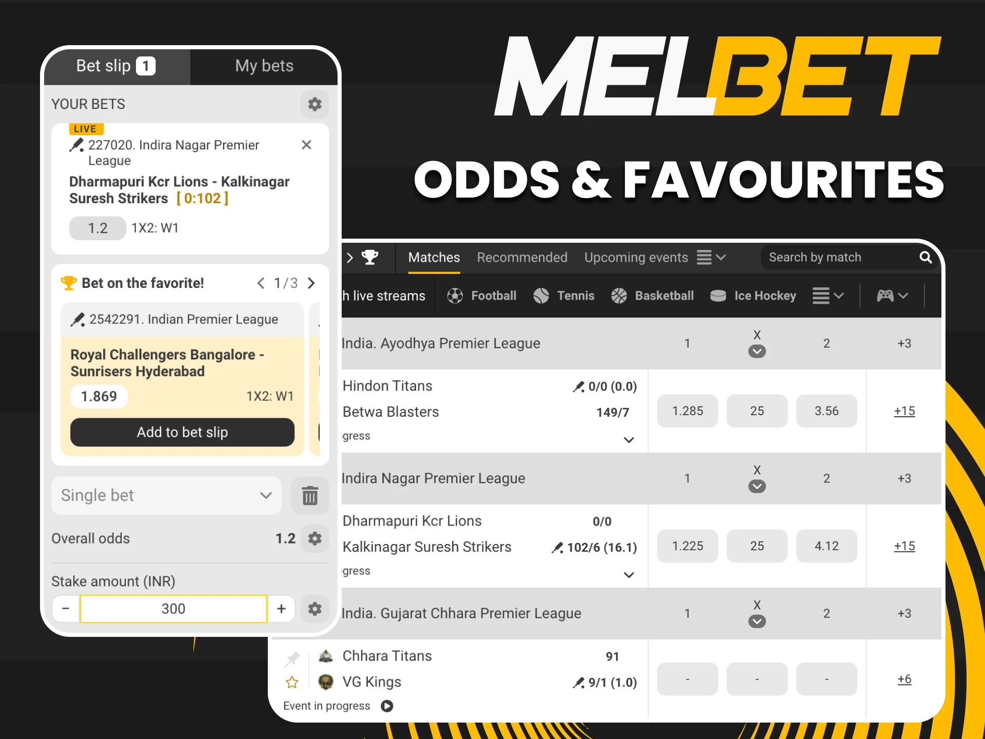Check the latest IPL odds and favorites to win at Melbet.
