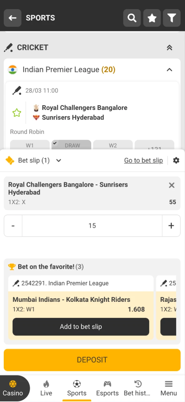 Place Your First Bet on any IPL match at Melbet.