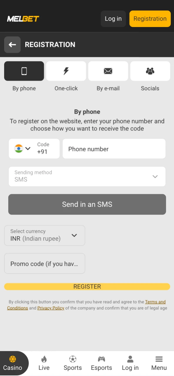 Register your new account to start your Melbet IPL journey.