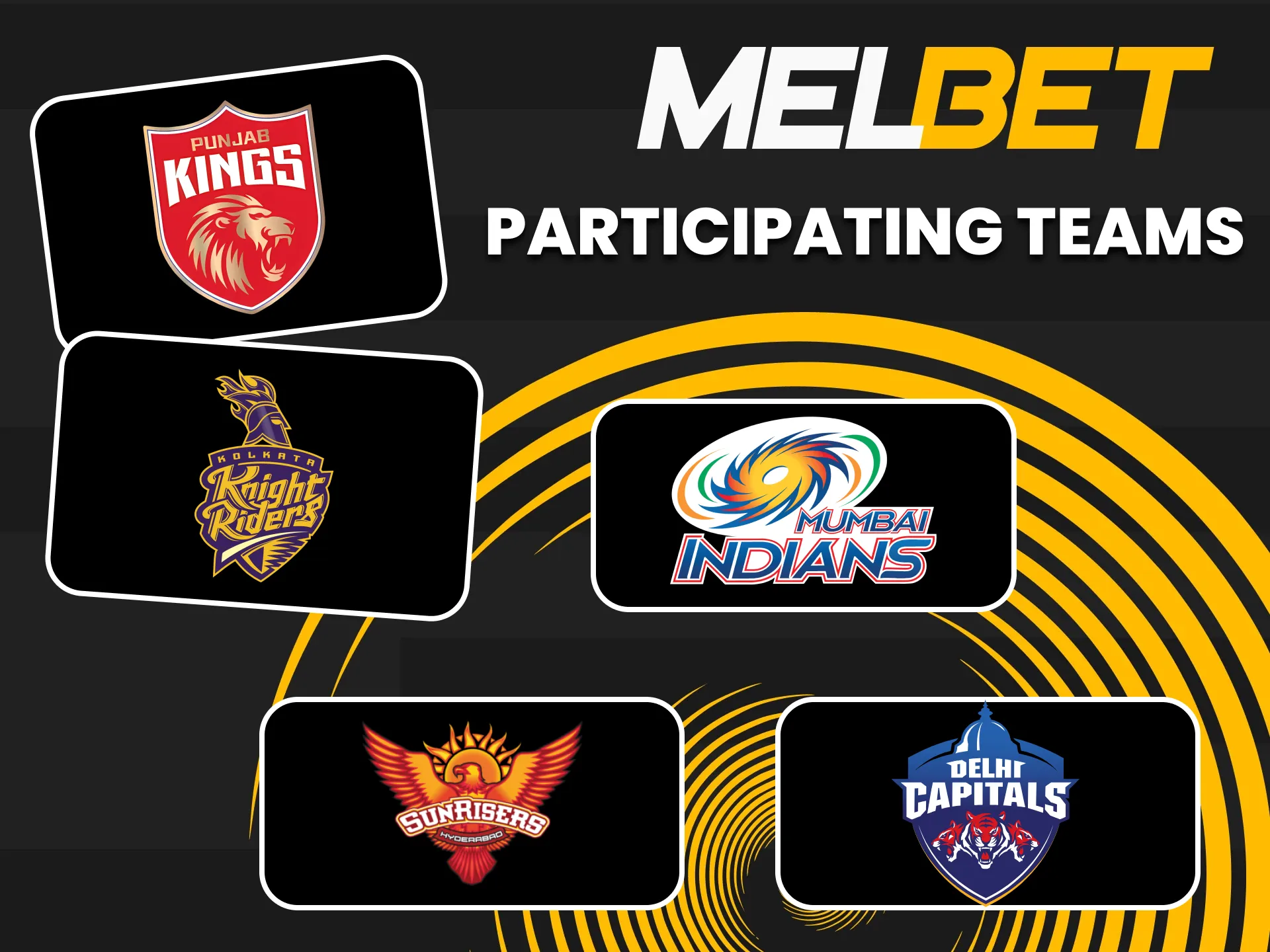 Choose your winning IPL participating teams with Melbet cricket betting.
