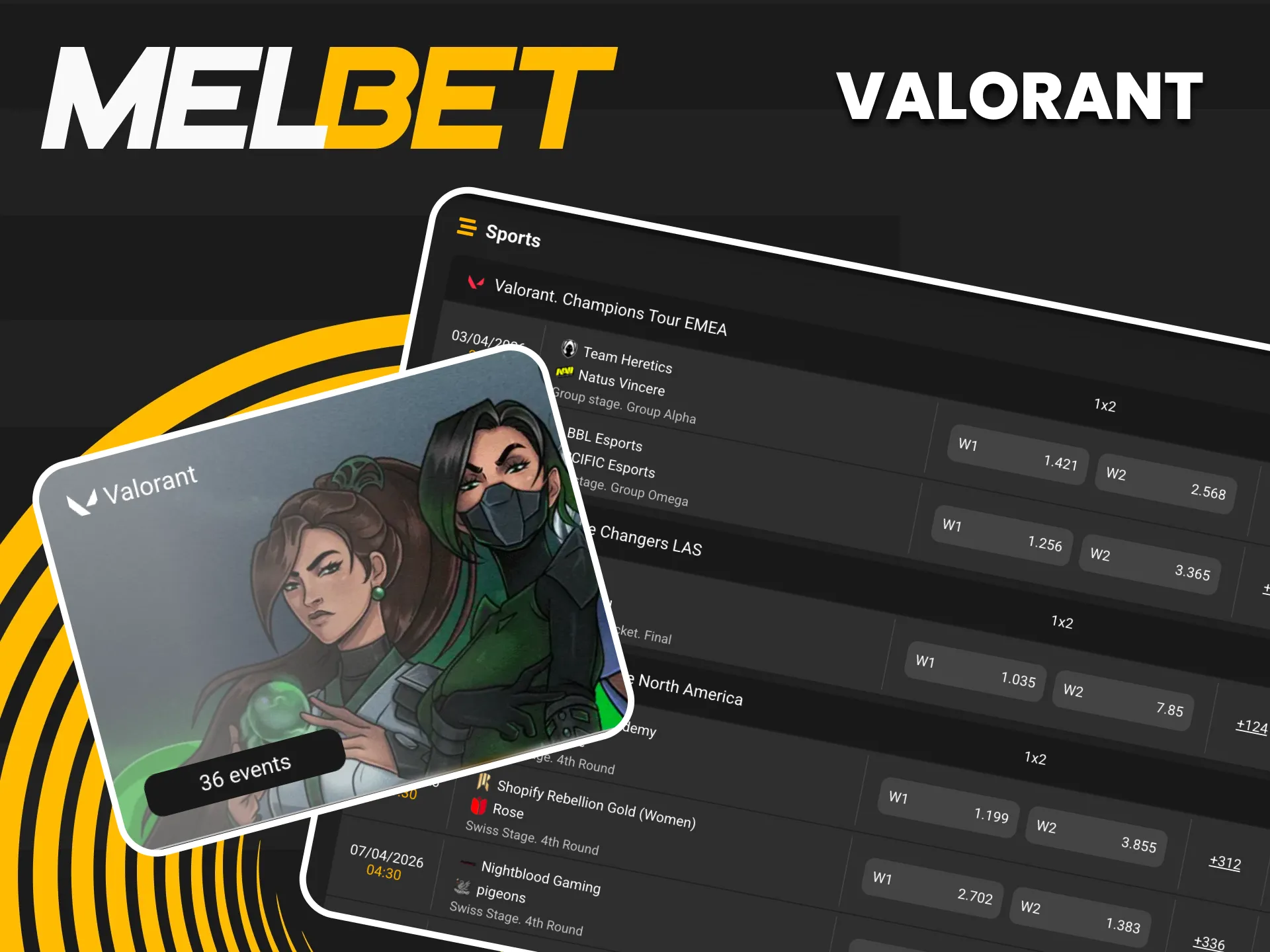 Experience the thrill of competitive Valorant matches with great odds at Melbet Esports.