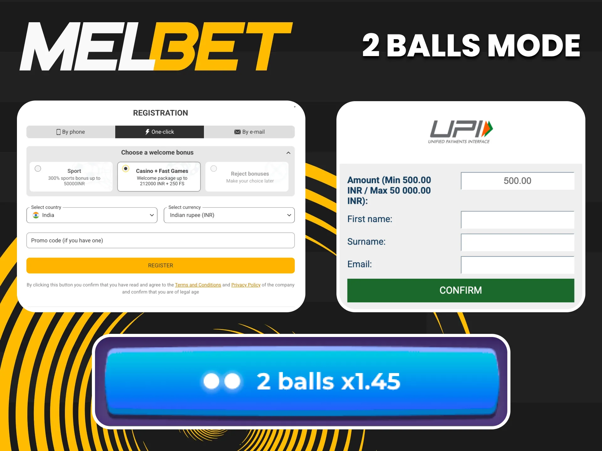 Try the challenging 2 Balls Mode for bigger Thimbles rewards at Melbet.