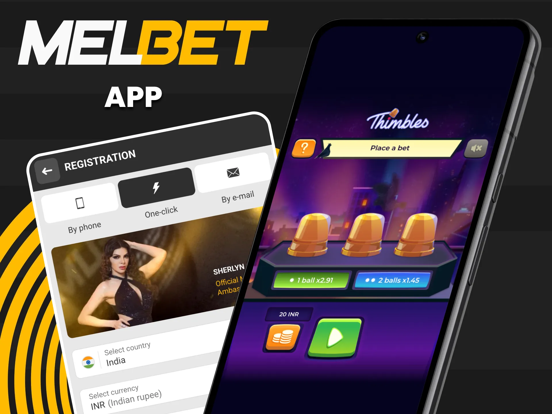 Download the Melbet App to play the Thimbles game on the go.